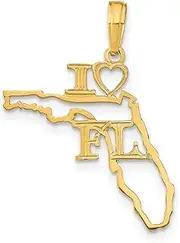 [JewelryWeb] 14ct Gold Solid Florida State Pendant Necklace 26x20mm Wide