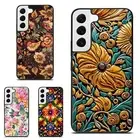 For Samsung Galaxy Z Fold Flip 3 4 5 6 Hybrid Cover Flowers batik pattern Design