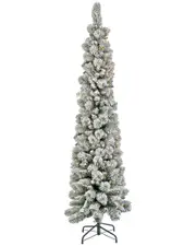 National Tree Company 7Ft Pre-Lit Snowy Methow Pencil Slim Tree With Lights