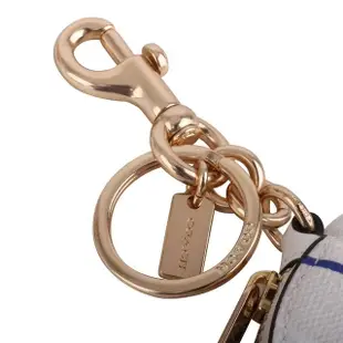 【COACH】金馬車羽球拍圖案鑰匙圈釦環圓型零錢包(白)
