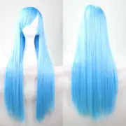New 80cm Straight Sleek Long Full Hair Wigs w Side Bangs Cosplay Costume Womens, Aqua