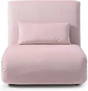 HEQS Angie Single Sofa Bed - Pink Fabric 1 Seater Sofa Bed Made from Polyester Upholstery, High Density Foam, 75H x 71W x 73D cm