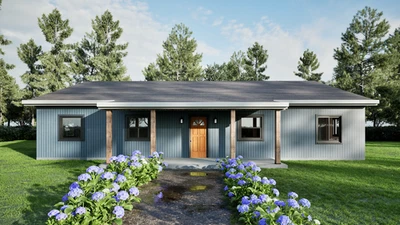 Modern American Style Farm House Plan, 55’x40’ with CAD File, Blueprint PDF