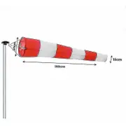 Outdoor Windsock, Wind Direction Indicator In Red And White 150x30x15cm. Suspension & Swivel, Weatherproof, Wind Direction Indicator
