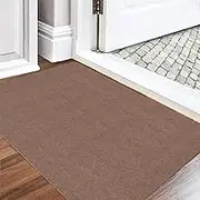 Indoor Doormat, 80 x 120 cm, Washable Dirt Trapper Mat, Super Thin Entrance Mat, Durable Absorbent Kitchen Runner, Non-Slip (Brown 01)