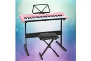 Alpha 61 Keys Electronic Piano Keyboard Digital Electric w/ Stand Stool Pink