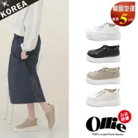 在飛比找momo購物網優惠-【OLLIE】韓國空運。立體縫線5CM軟Q造型皮革懶人鞋/免