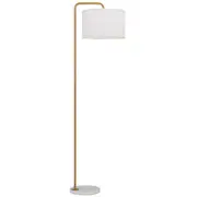 Ingrid Modern Standing Floor Lamp Light Marble Metal Fabric Ivory White Marble Antique Gold