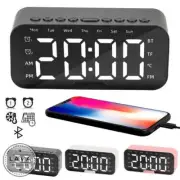 Digital Alarm Clock Wireless Bluetooth Mirror LED With Speaker USB Rechargeable
