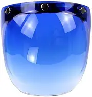 Scratch Resistant Helmet Lens Visor Helmet Visor Retro 3-snap Sunscreen Sun Shield Visor Bubble Mirro Windproof Motorcycle Helmet Lens for Helmet Face Lens Wind Shield Lens Windscreen(Blue)