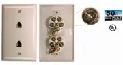 BPI BROADBAND PRODUCTS - WHITE DUAL FLUSH WALL MOUNT PHONE JACK # 51-642