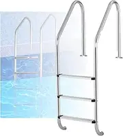 Swimming Pool Ladder,Preventing Slips Steps Ladder,2/3-Step Double Handrails Stairs,for Backyard Pool Home,Bearing Weight 250kg(3 Steps)