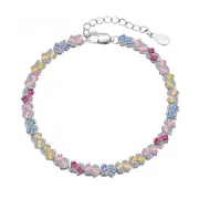 ANYCO Bracelet Custom Cuban Chain Link 925 Silver Men Women Bracelet Jewelry Iced Out Fully Rainbow Cz Diamond Tennis Bracelets