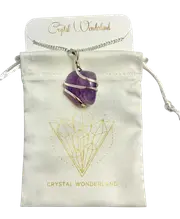 Infinity Loop Crystal Tumbled Amethyst Pendant Silver Healing Natural Crystal