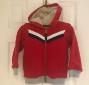 NWT MINI BODEN Boys Sherpa-lined Zip Up Hoodie Sweatshirt Jacket Size 2-3T(98cm)