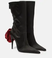 [Magda Butrym] Magda Butrym Floral-appliqué satin sock boots AU 6 black