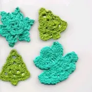 8 Christmas snowflakes Angel Crochet christmas tree ornaments Turquois stars
