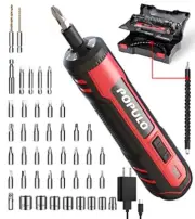 populo 4V Cordless Electric Screwdriver Kit, USB Rechargeable Lithium ion Batter
