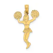 14K Yellow Gold Cheerleader With Pom-Poms Charm