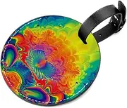 [KQNZT] Luggage Tags for Suitcases, 2 Pcs Personalized Luggage Tags for Suitcases, Leather Luggage Tag, Travel Tags for Luggage, Baggage Tag, Psyche Rainbow Swirl Abstract Art