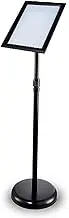 Spiral Style Adjustable Sign Holder Stand With Base,A4 Sign Stand, 8.5 X 11 Inch Vertical And Horizontal View Sign Displayed,Snap Open Frame For School Store Business Show black