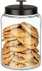 1 Gallon Glass Cookie Jar with Matte Black Metal Lids - Kitchentoolz Airtight Storage Container - Ideal for Food, Treats, Candy, Dried Foods, Detergent Pods - Perfect for Kitchen or Laundry Room- Pack of 2