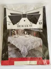 VTG Black Tie Collection Victorian Lace Rectangle White Tablecloth 60 X 80 ~NEW~