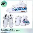 Off-White × Nike Air Force 1 Mid Graffiti DR0500-100 Men's US4-14 NEW