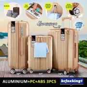3PCS Luggage Suitcase Trolley Travel Hard Shell Carry Bag Case Lock Champagne