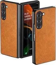 Case for Samsung Galaxy Z Fold 5 4 3 Vintage Luxury Solid Color PU Leather Phone Cover for Samsung Galaxy z fold5 case,Orange,for Samsung Z Fold5