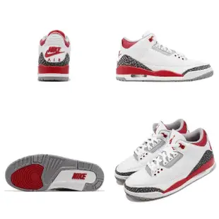 【NIKE 耐吉】Air Jordan 3 Retro 男鞋 白 紅 爆裂紋 Fire Red OG 老屁股 三代(DN3707-160)