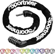 [Sportneer] Bike Lock: 5 Digit Combination High Security Anti Theft Bike Chain Lock - Heavy Duty Bicycle Lock for Bike Motorcycle Scooter - 1m Long 6mm Thick