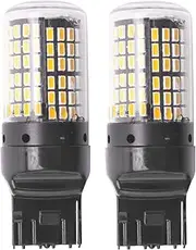 Mellisso 2Pcs Super Bright Canbus T20 7440 W21W Wy21W 144-Smd Reverse Light Turn Signal Light Error Free No Flash T20 7440 Led Bulbs,Black Shell (Yellow Light)