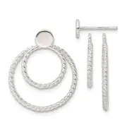 Sterling Silver W/2 Circle Jackets Button Post Earrings