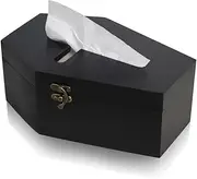 Gothvanity Coffin Tissue Box Holder, Black Wooden Coffin Shape With Cross Design, Unique Gothic Tissue Dispenser for Square and Rectangle Tissue