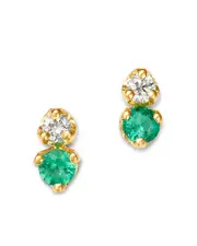 Zoe Chicco 14K Yellow Gold Emerald & Diamond Stud Earrings
