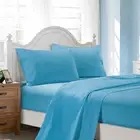1000TC Ultra Soft Super King Size Bed Light Blue Flat & Fitted Sheet Set