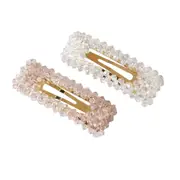 2pc Culturesse Francie Crystal Beads Hair Clip Set Women's Accessory Clear/Pink