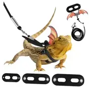 Adjustable Bearded Dragon Harness and Leash, 3 Size Leather Reptile Leash