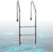 Swimming Pool Ladder,with 3 Step Pedaland Double Handrails,Weight Capacity 550 Lbs,for Water Park Easy to Maintain and Install(3-steps1.5mm)