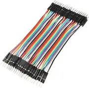 TEHAUX 40pcs Male to Male Jumper Wires Color Cables for Breadboard Durable Hard Wire Easy Installation Reusable for Electronics Projects