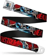 [Buckle-Down] Seatbelt Belt - New 52 DEATHSTROKE Action Poses Black/Red - 1.0" Wide - 20-36 Inches in Length
