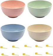 Non-Toxic Sanitation and Environmental Protection Soup Bowl,Lightweight Wheat Straw Cereal Bowls，Non-breakable Cereal Bowl, Dishwasher Microwave Safe Tableware Set of Wheat Straw Bowl 4Pcs