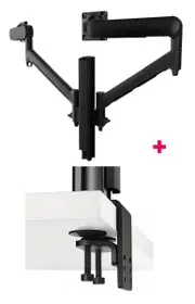 Atdec AWMS-2-D40 Dual 690mm Dynamic Monitor Arms + 400mm Post / 8kg (17.6lb) Flat and Curved Screens + Heavy-Duty F Clamp Desk Fixing, Black AWMS-2-D40-H-B