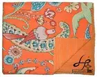 Cotton Bedspread Orange Kantha Quilt Peacock Print Gudari Handmade Bedding Throw