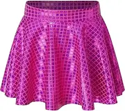 [Aislor] Kids Girls Sequin Party Skirts Sparkle Glitter Ballet Hip Hop Dance Skirts Elastic Waist Skorts Dancewear