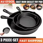 Cast Iron Skillet 3 piece-set Camping BBQ Multi Functional Frying Pan Cooking