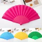 Hand Solid Fan Held Portable Spanish Dances Fabric Folding Party Wedding Gift X1