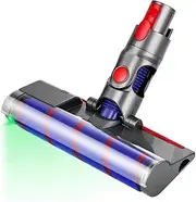 Cleaner Head Soft Roller Brush Motorhead Turbo Roller Brush Head Replacement Compatible with Dyson V7 V8 V10 V11 G5, Rotatable Motorized Floor Brush(with Green LED Light)