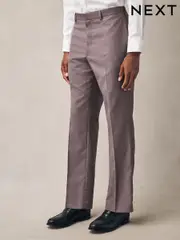 Pink Regular Fit Textured Suit Trousers (E94538) | $100